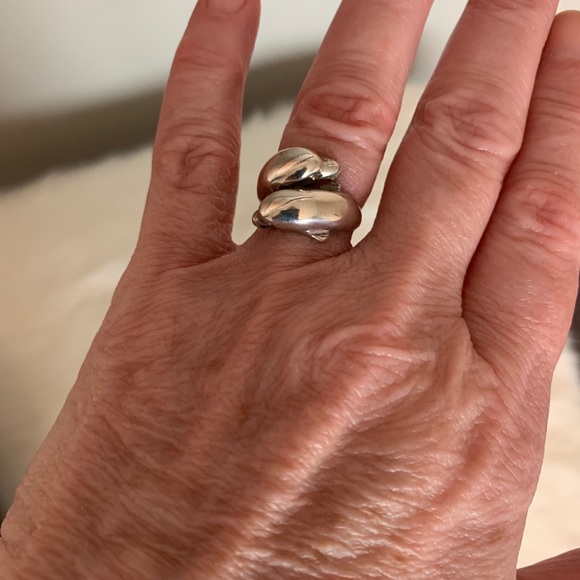 Vintage sterling silver double dolphin ring - Picture 9 of 9